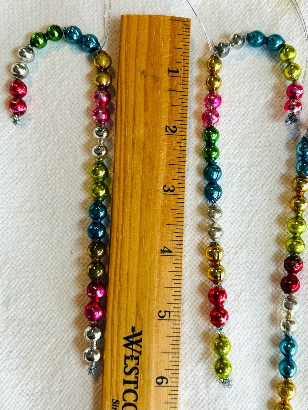 🎄 Vintage repurposed mercury glass garland candy cane holiday Christmas ornament - Picture 4 of 8